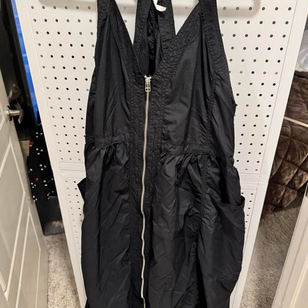 Daily Practice Anthropologie Black Parachute Zip Front Jumper Dress 1X Lagenlook